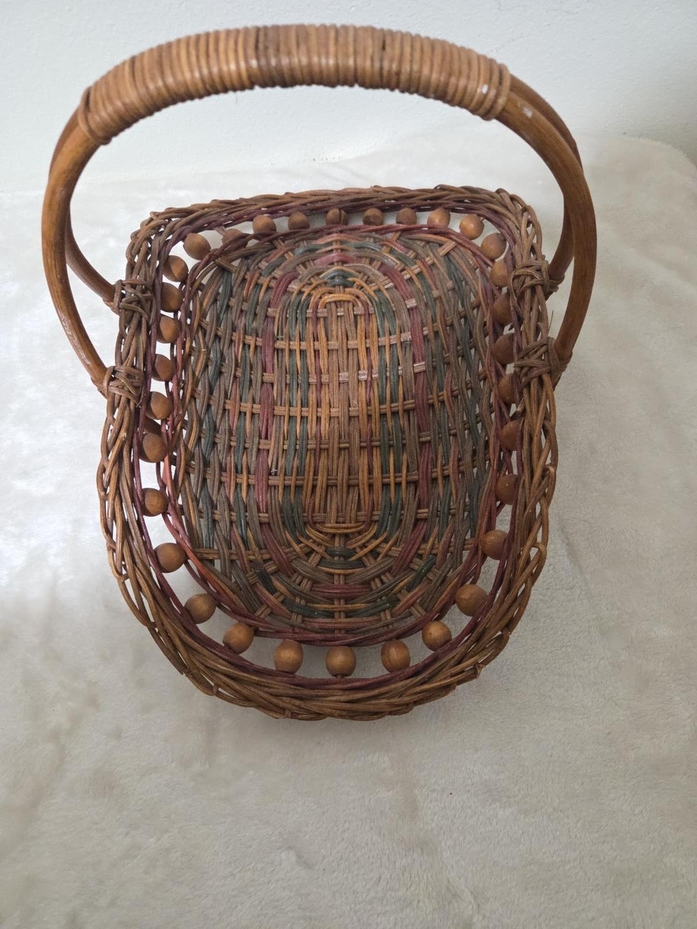 Woven Decorative Basket with Handle - Natural Brown